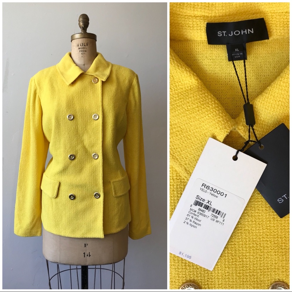 St. John NWT yellow knit blazer XL Jacket